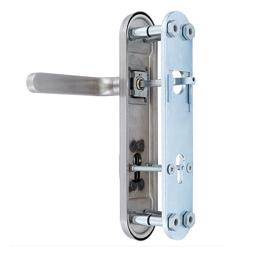 Ручки на планке с протектором ROSTEX Solid-Pro + F 85мм (56-70мм) нержавеющая сталь матовая - Фото №4