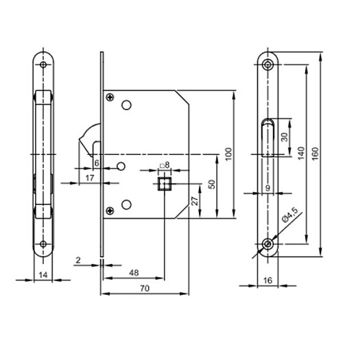 Комплект замка для розсувної системи VALCOMP 123,5x38 мм WC нікель - Фото №4
