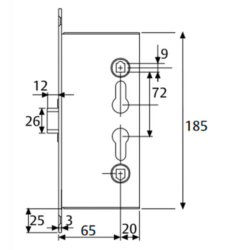 Механізм замка антипаніка TESA CF6I (BS65*72мм) для активної стулки з відчиненням всередину - Фото №5