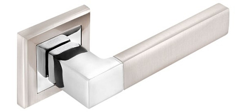 Ручки на розеті MVM/Linde A-2004 (T7-E8) SN/CP матовий нікель/полірований хром - Фото №2