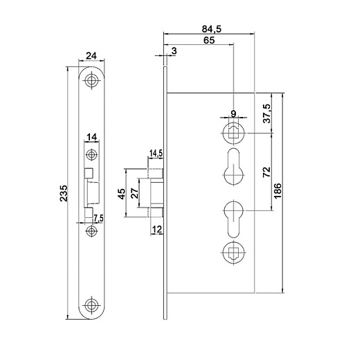 Механізм замка CLASS 1739 (BS65*72мм) протипожежний ZP нікель  - Фото №2