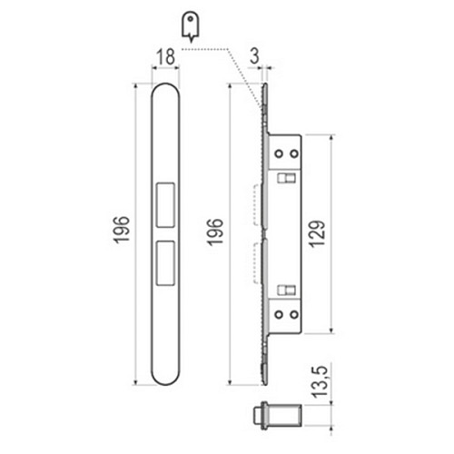 Механізм замка AGB Touch магніт (18*196мм) чорний - Фото №6