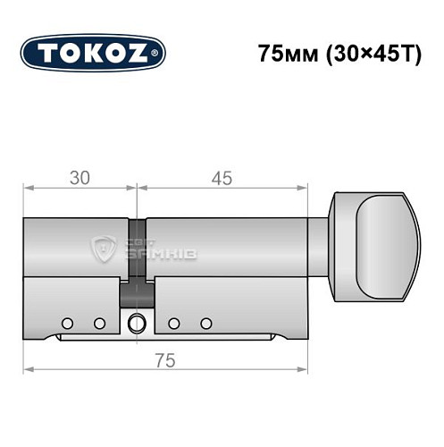 Цилиндр TOKOZ Pro300 75T (30*45T) никель матовый - Фото №8