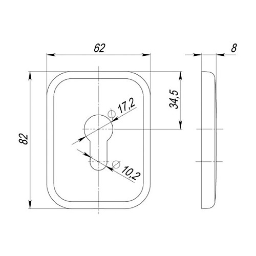 Накладка на серцевину AZZI FAUSTO MY/LINE внутрішня прямокутна 82х62 полірована латунь - Фото №2