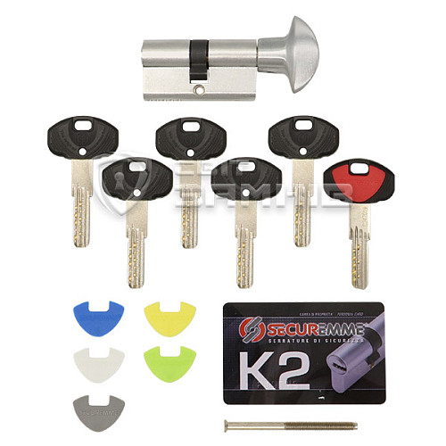 Циліндр SECUREMME K2 70T (35*35T) матовий хром - Фото №5