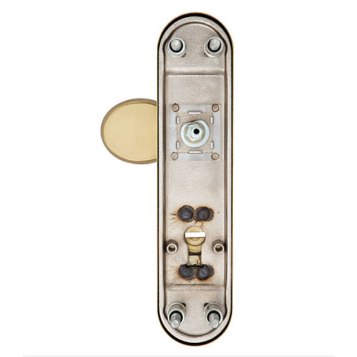 Ручки на планке с протектором ROSTEX Solid-Pro + F 90мм фиксированная-нажимная нерж сталь матовая титан PVD - Фото №3