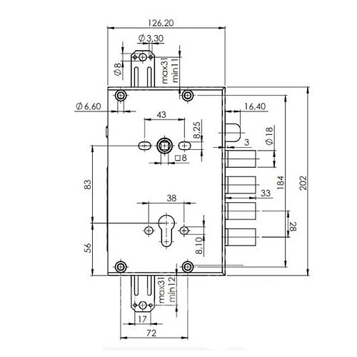 Механизм замка MOIA RCI764/280RFB (BS63*83мм) редукторный с блокировкой - Фото №3