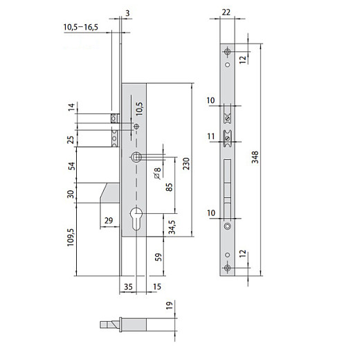 Електромеханічний замок CISA 16215.35 (BS35*85мм) - Фото №7