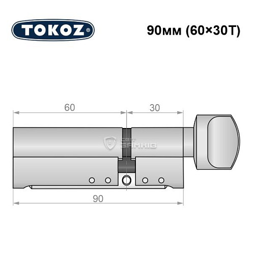 Циліндр TOKOZ Pro300 90T (60*30T) нікель матовий - Фото №8