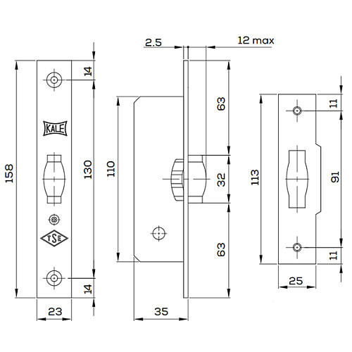 Защелка KALE 155 B латунь - Фото №2