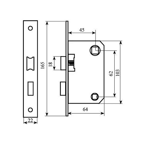 Механизм замка BRUNO WC 1251 (BS45*62мм) SN  матовый никель - Фото №2