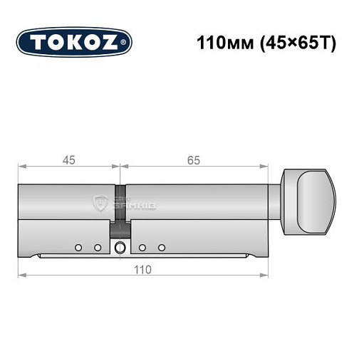 Циліндр TOKOZ Pro300 110T (45*65T) нікель матовий - Фото №8