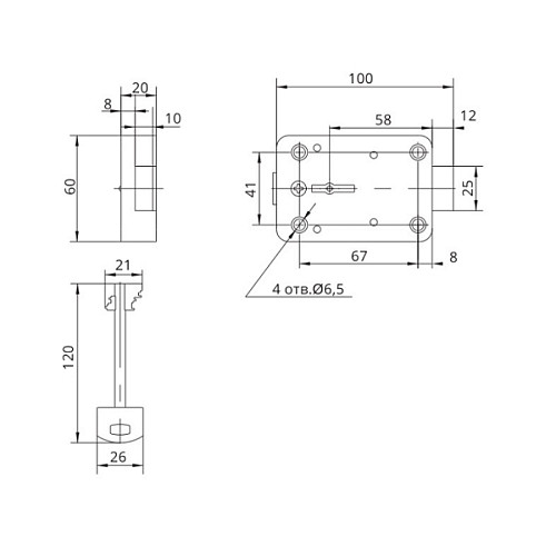 Механизм замка сейфовый RZ L07-120-2T (2 ключа) - Фото №3
