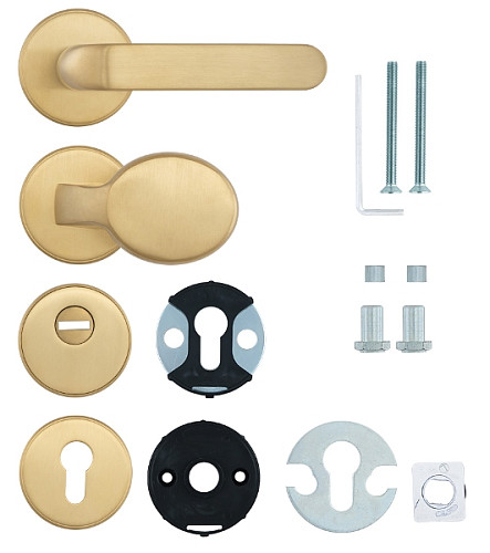 Ручки на розеті з протектором ROSTEX Rotondum фіксована-натискна нержавіюча сталь матова титан PVD - Фото №6