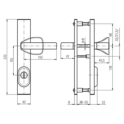 Ручки на планці з протектором ROSTEX R1 R 85мм (38-55мм) фіксована-натискна чорний - Фото №7