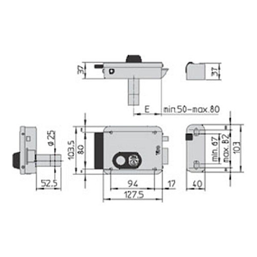 Електромеханічний замок VIRO V97 8972.0794.2 накладний (BS50/60/70/80мм) відкривання всередину прав - Фото №8