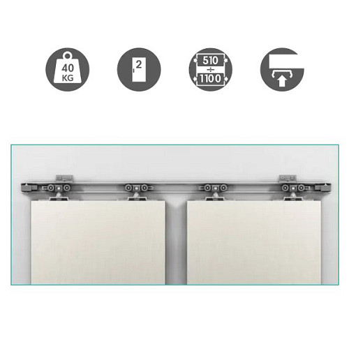 Розсувна система OMGE Alutech 1390 довжина 4 м на 2 полотна вагою до 40 кг - Фото №2