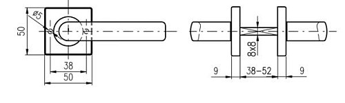 Ручки на розетте ROSTEX Parma H50 нержавеющая сталь матовая - Фото №4