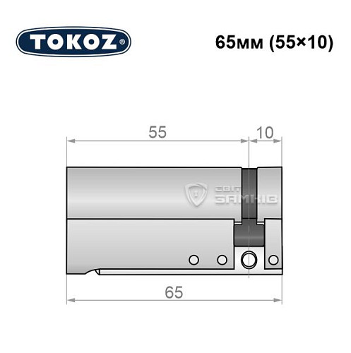 Циліндр половинка TOKOZ Pro300 65 (55*10) нікель матовий - Фото №8