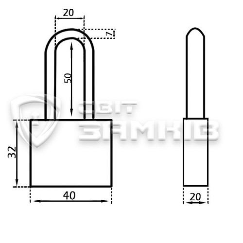 Замок навесной EUSAM 40 длинный - Фото №5