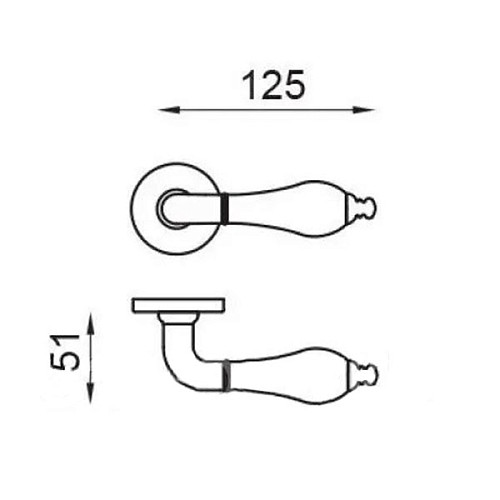 Ручки на розеті DND by MARTINELLI Monica ONV+P1 полірований нікель/білий фарфор - Фото №3