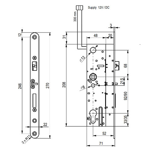 Электромеханический замок BERA SZVS90 (BS55*90мм) - Фото №7