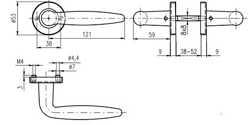 Ручки на розетте ROSTEX Bolzano ES53 нержавеющая сталь матовая - Фото №5