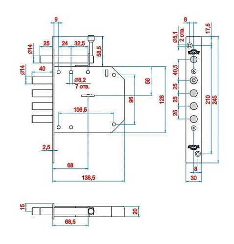 Механизм замка ЕЛЬБОР Базальт 1.05.02 (BS68мм) (н) - Фото №3