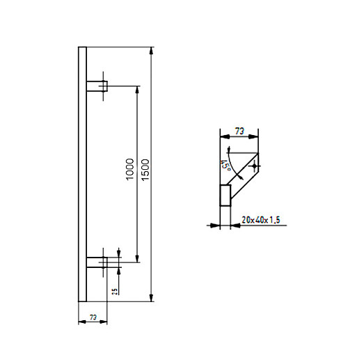 Ручки скоби MEDOS PR Lisbon 1500/1000.45 (комплект) труба 40*20 чорні - Фото №7