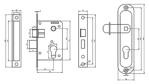 Комплект замка CLASS 0826 m60Z (BS40*50мм) AB бронза - Фото №2