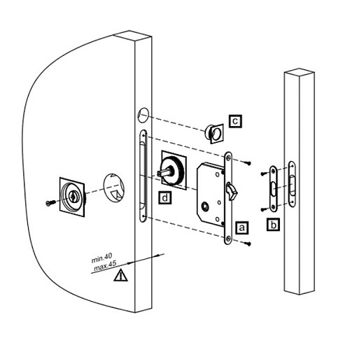 Комплект замка для розсувної системи VALCOMP 57x57 мм WC нікель - Фото №3