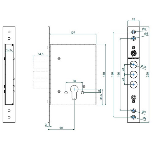 Механизм замка SECUREMME 2069 (BS60мм) - Фото №3