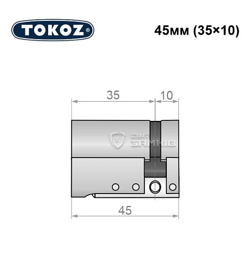 Циліндр половинка TOKOZ Pro300 45 (35*10) нікель матовий - Фото №8