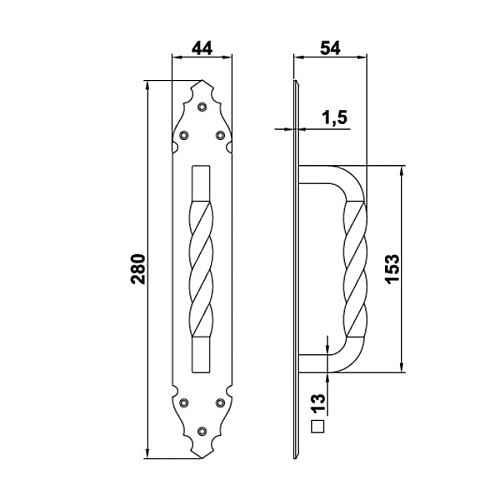 Ручка скоба на планці AMIG мод.102 (половинка) чорна - Фото №2