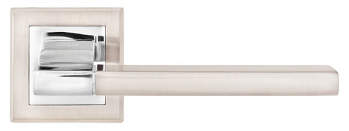 Ручки на розеті MVM/Linde A-2008 (T7-E8) SN/CP матовий нікель/полірований хром - Фото №3