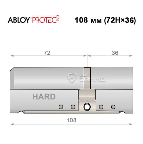 Циліндр ABLOY Protec2 108 (72Н*36)  (Н - гартована сторона) хром полірований - Фото №4