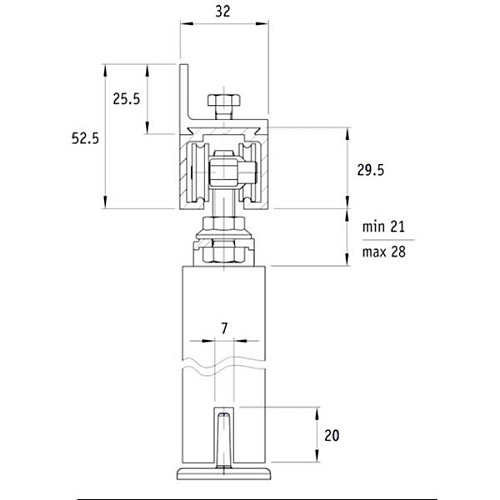Розсувна система KOBLENZ 0500 довжина 2 м на 1 полотно до 80 кг з двостороннім дотягувачем - Фото №6