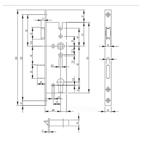 Механізм замка BKS GU (BS45*92, 16мм) заскочка - Фото №4