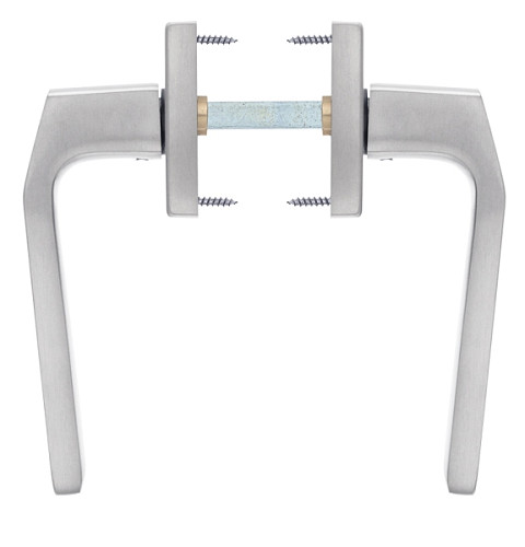 Ручки на розеті з протектором ROSTEX Quadrum нержавіюча сталь матова - Фото №5