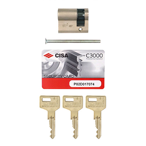 Циліндр половинка CISA C3000 40 (30*10) нікель матовий 3 ключі - Фото №11