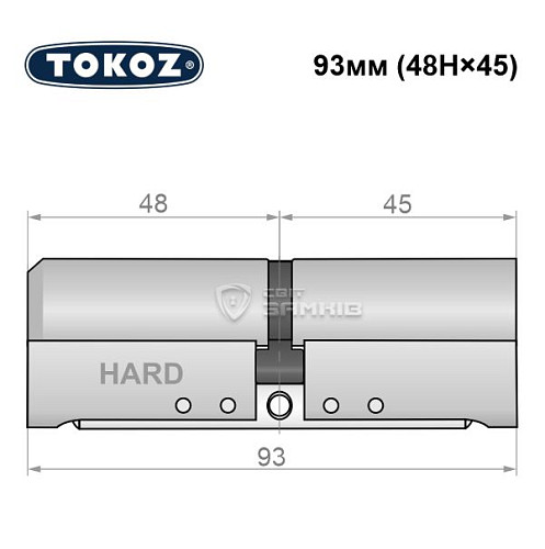 Циліндр TOKOZ Pro400 93 (48H*45) (H - гартована сторона) нікель матовий - Фото №8