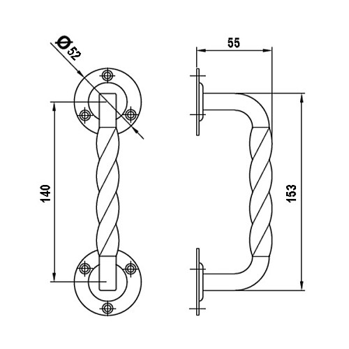 Ручка скоба AMIG мод.103 140x56 мм (половинка) чорна - Фото №2