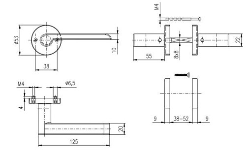 Ручки на розетте ROSTEX Solda ES53 нержавеющая сталь матовая - Фото №5