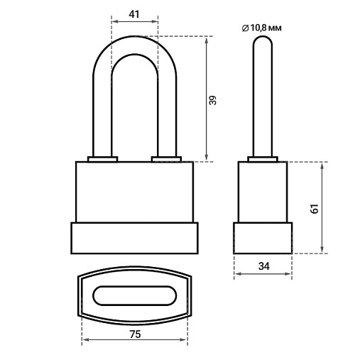 Замок навесной KEDR HG 377 (75 мм, 3 ключа) - Фото №3