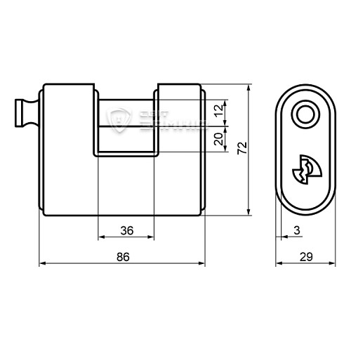 Замок навісний VIRO PANZER ST.STEEL VR 4117.X (3 ключа) - Фото №5
