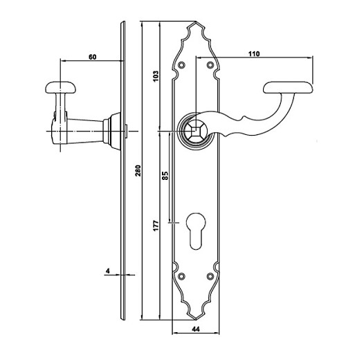 Ручки на планке AMIG мод.101РВ 85 мм антик - Фото №3