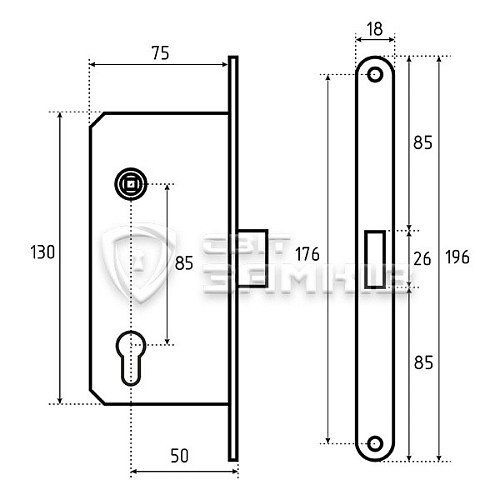 Механизм замка GAVROCHE GR85 PZ (BS50 *85мм) метал.язичок AB бронза - Фото №5