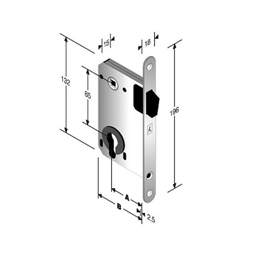 Механизм замка BONAITI B-Two 959 магнит (BS50*85мм) полированная латунь - Фото №2