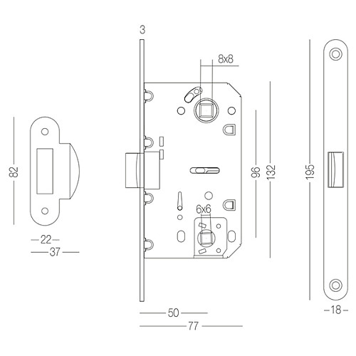 Механізм замка MVM P-2056 WC (BS50*96мм) пласт.язичок White білий - Фото №5