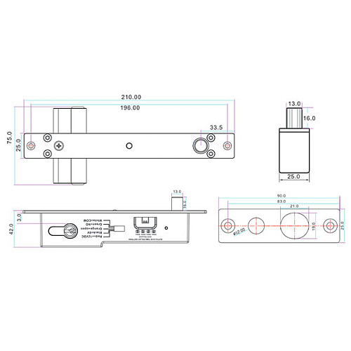Електроригельний замок YLI YB-500C(LED) НЗ (без живлення замкнений) - Фото №5
